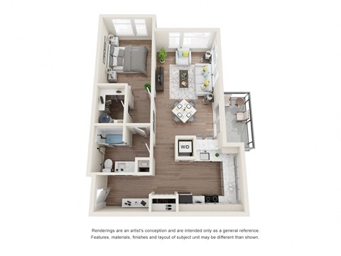 Floor plan for 1 bed, 1 bath, 784 sqft
